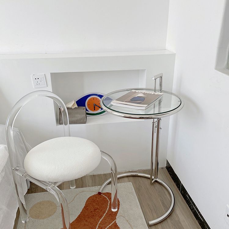 Modern Glass Top Abstract Round Living Room Accent Side Table