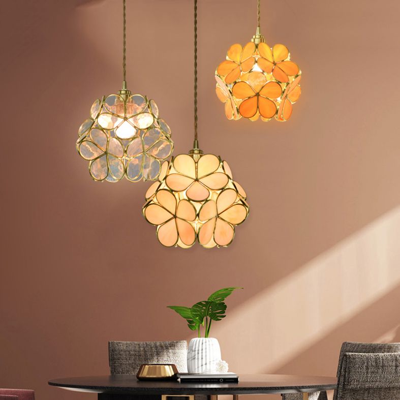 Tiffany-Style Floral Pendant Lighting Fixture Stained Glass Suspension Pendant Light