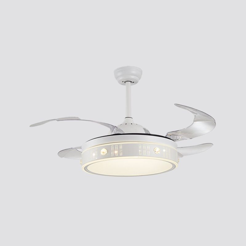 Drum Shade 4-Blade Hanging Lüfterlampe Einfache LED White Semi Flush Mount, 20 "breit