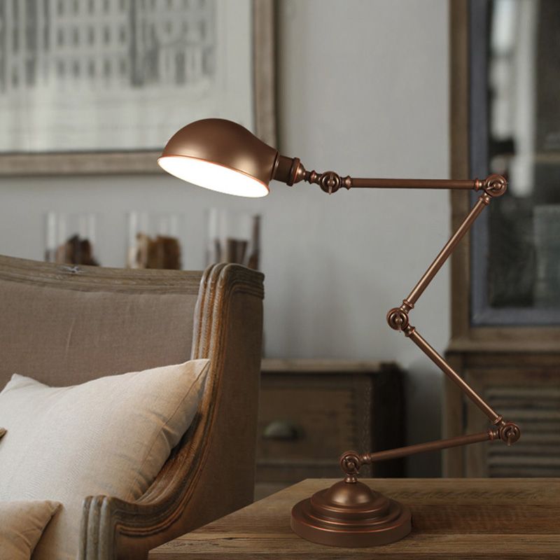 Dome Metal Reading Light Industrial Style 1 Light Study Room Desk Light with Swing Arm in Bronze