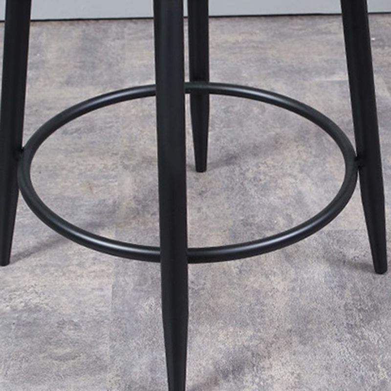 Industrial Metal Barstool Faux Leather Cushion Low Back Counter Stool with Legs for Home