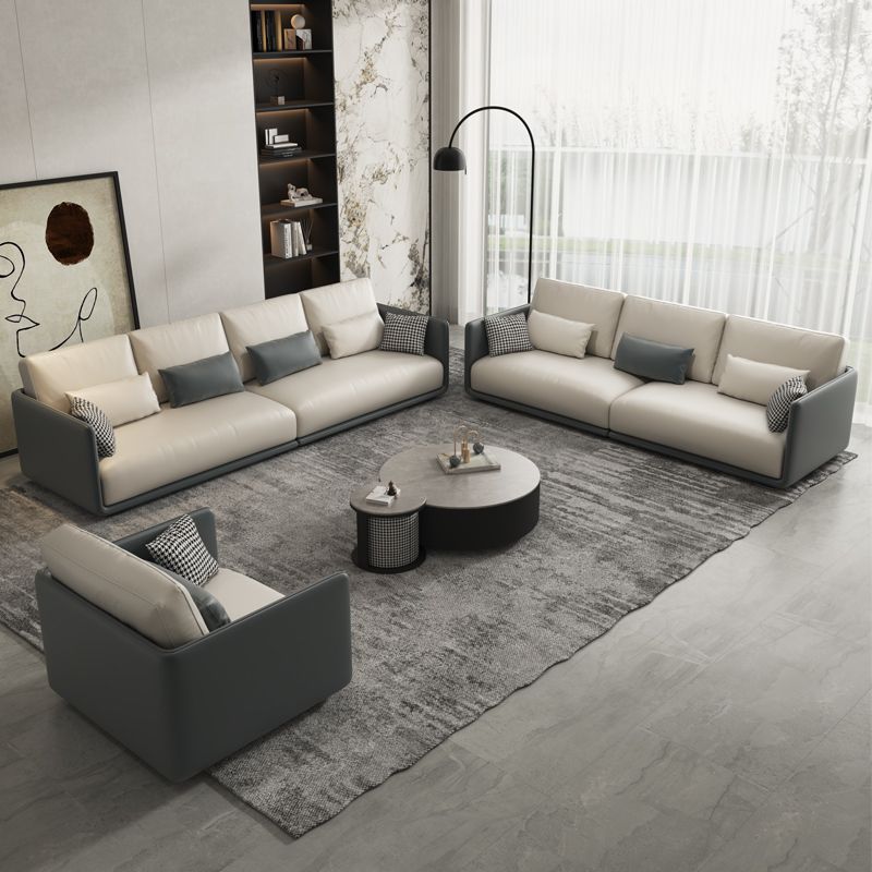 Sofá moderno moderno de poliéster 35 "W Sofá de brazo cuadrado con almohadas de almohadillas para sala de estar