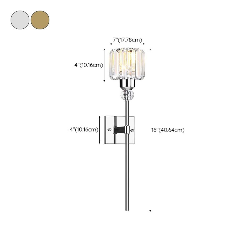 Modernism Single Golden/Chrome Vanity Light Shaded Crystal Bath Bar