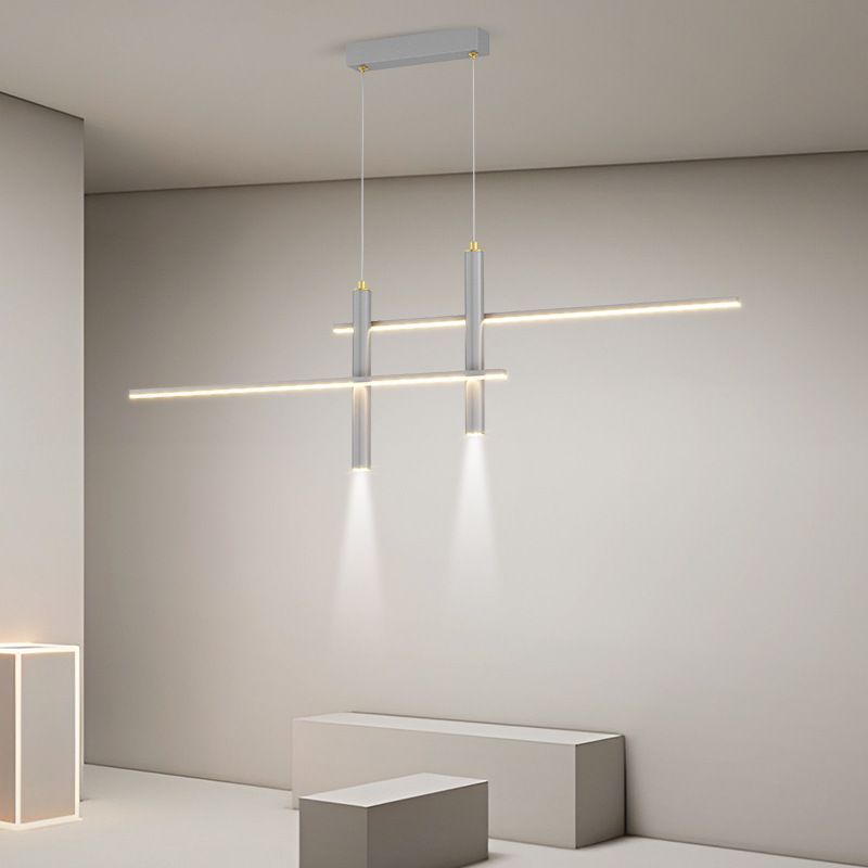 Metal Linear Shape Hanging Lights Modern 4 Lights Pendant Light Fixtures