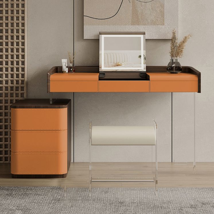Flip-Top Make-up Vanity Wood Vanity Dressing Table with 5 Storage Drawers