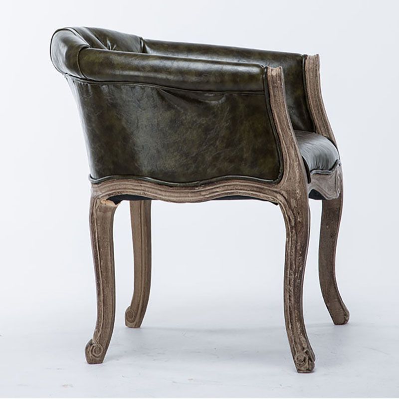 Farmhouse Balcony Upholstered Arm Chair Matte Finish Solid Back Dining Chair