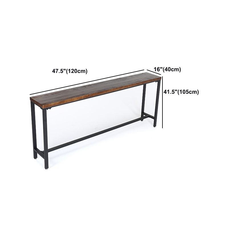 Coffee Shop Rectangle Wood Top Counter Table Iron Base Industrial Bar Table