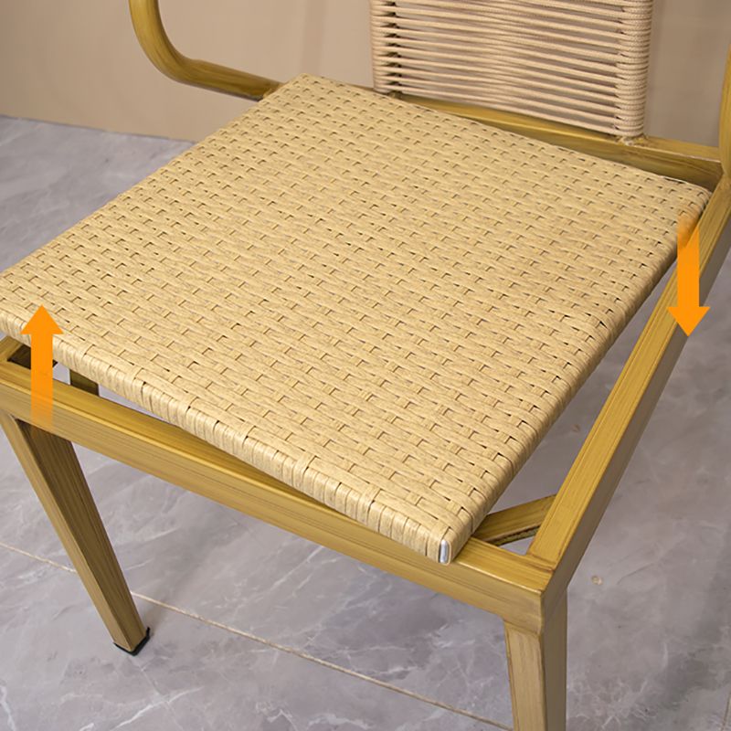 Modern Round Shape Dining Room Chair and Table Set with 2 Woven Chairs