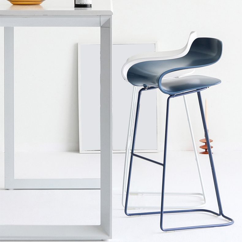 Backrest Armless Counter Stool Modern Iron Bar Stool with Plastic Cushion