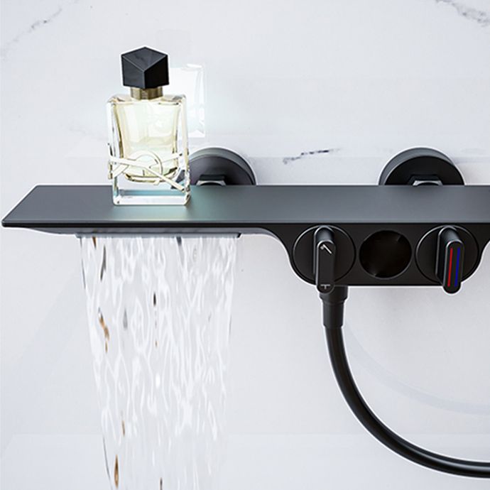 Modern Low Arc Tub Faucet Knob Handles Wall Mount Bathroom Faucet
