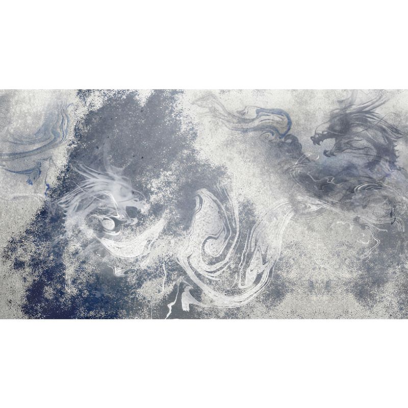 Retro Watercolors of Dragon Mural Wallpaper in Purple Gallery Wall Decor, Custom-Printed