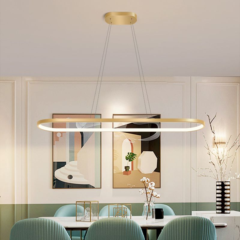 Nordic Light Luxury Simple Contemporary Style LED Island Chandelier Light in Gold for Dining Room