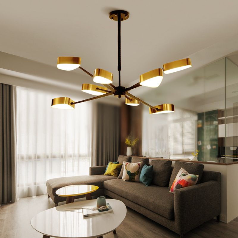 Moderno lampada lampadario triangolare in metallo soggiorno lampadario a pendente a led in oro