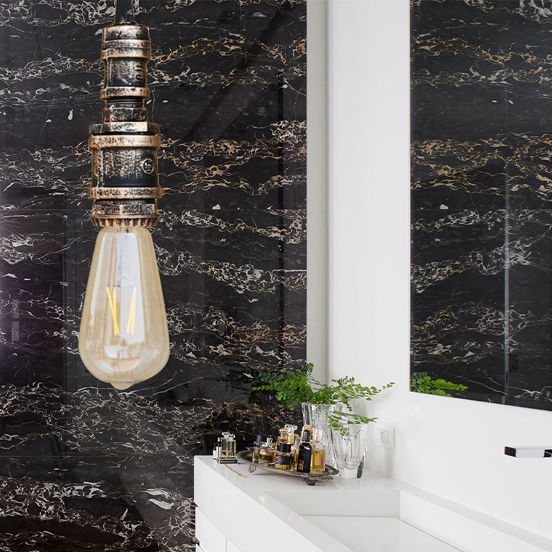 1 Bulbo nudo appeso a sospensione Stile rustico Rustico Black/Silver Stiil Aibiling con tubo per il bagno