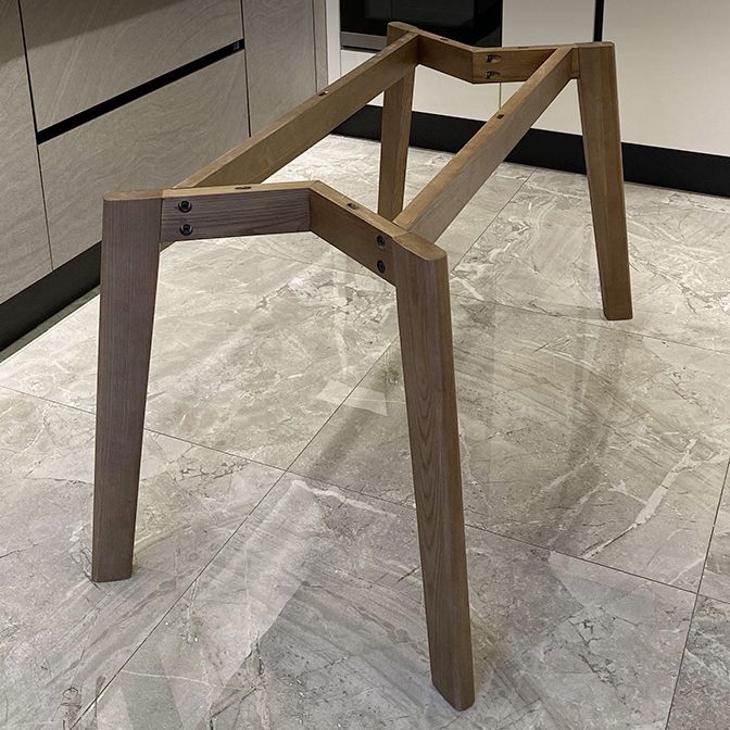 Mid-Century Dining Table for Kitchen Gray Stone Top Dinette Table with Wooden Frame