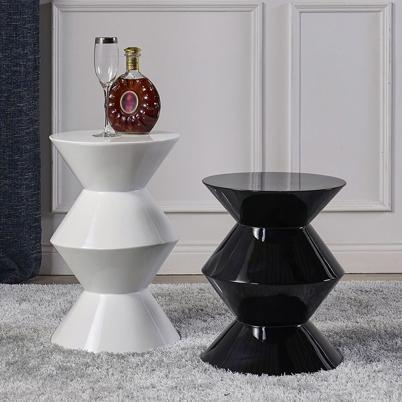 Round Solid FRP Top Side Table 17.7"/20.8"Tall Pedestal End Table