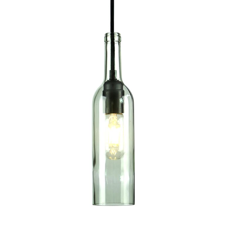 Glass Brown/Blue Suspended Lamp Wine Bottle Shade 1 Light Vintage Industrial Hanging Pendant Light