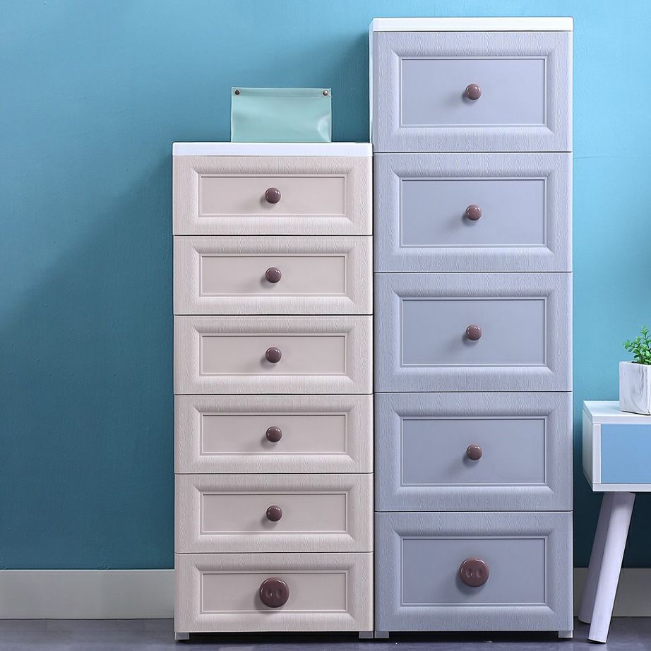 Plastic 5-drawer Storage Cabinet Modern Wardrobe Armoire with Legs