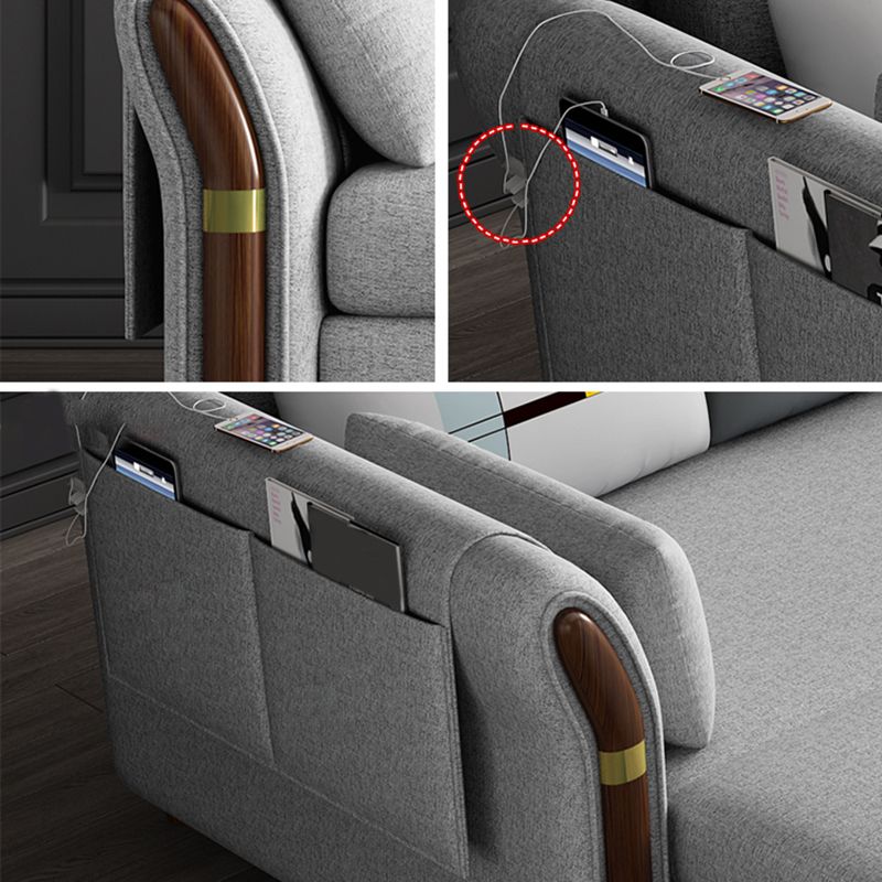 Foldable Glam Sleeper Sofa Flared Arms Convertible Sofas with Storage