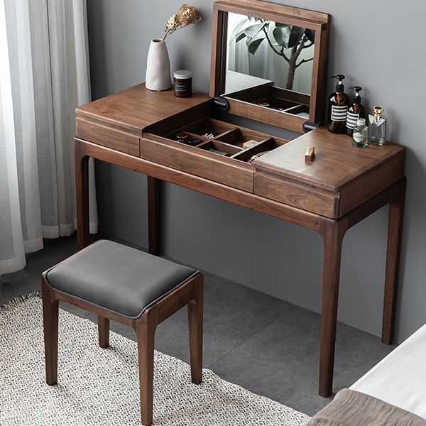 3 Drawer Mid-Century Modern Flip-Top Vanity Dressing Table for Home