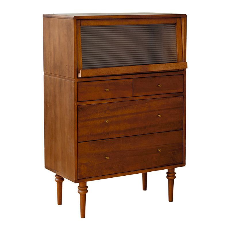45.3" Tall Wood 1 - Door Accent Cabinet, 4 - Drawer Storage Cabinet Brown