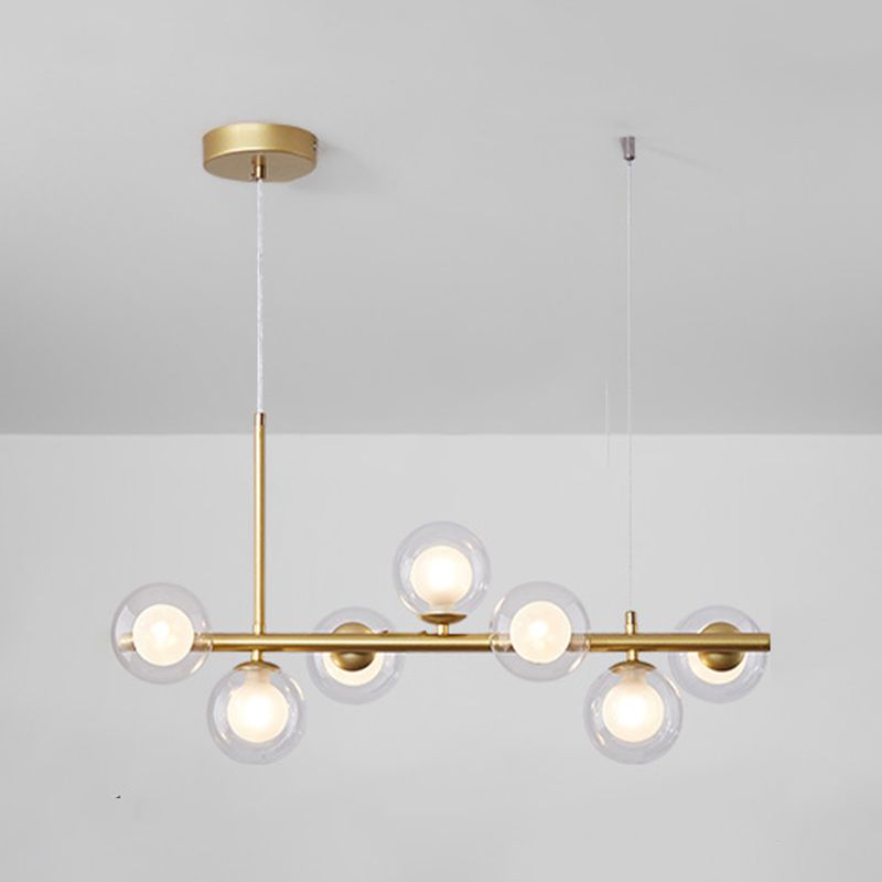 Moderne Insel Leichtes Multi-Head-Restaurant Hängende Lampe mit Globe Glass Shade