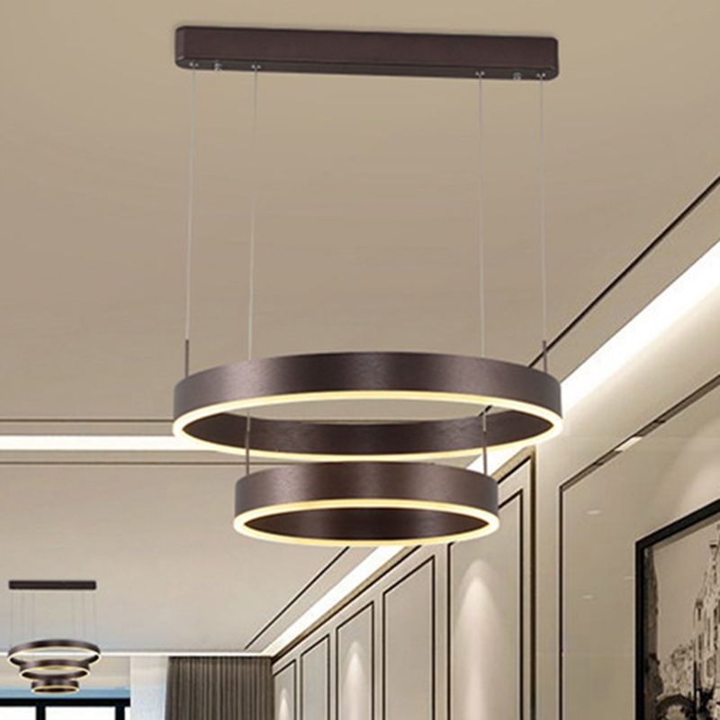 Modern 1/2/3-Light Suspension Pendant with Acrylic Shade Coffee Ring Chandelier Light in Warm/White Light