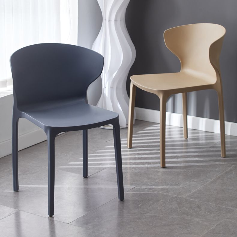Contemporary Indoor Wingback Plastic Stackable Armless Dining Side Chair