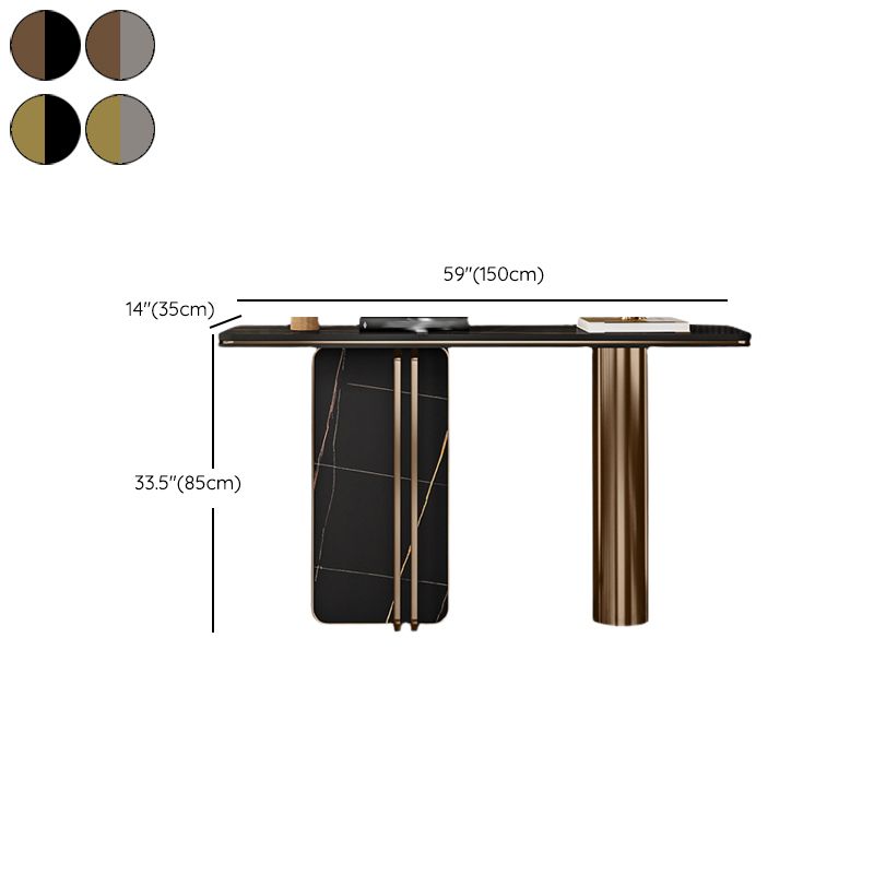 Rectangle Shape Contemporary Console Table Stone Sofa Table in Black/Grey
