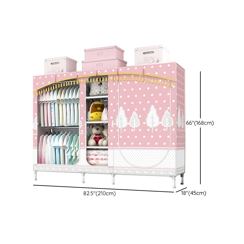 Contemporary Style Steel Wardrobe 3-door Wardrobe Closet with Legs