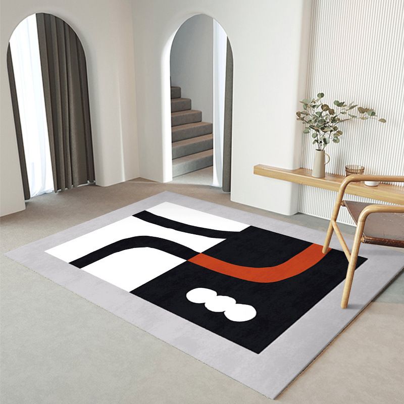 Minimalist Carpet Contrast Panel Carpet Polyester Stain Resistant Area Rug for Living Room