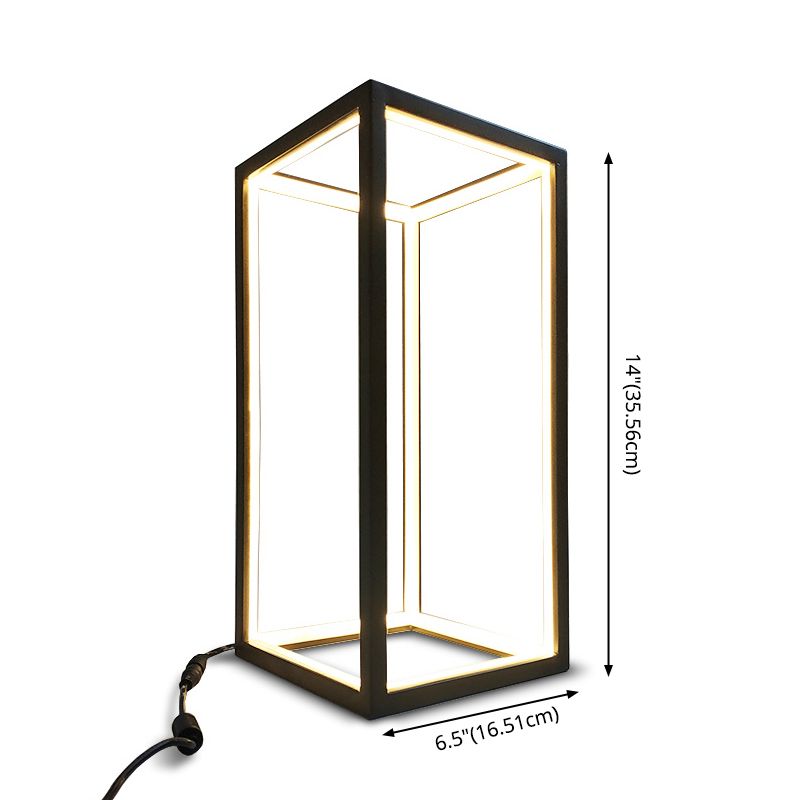 Black Rectangular Linear Table Lamp Modern Creative Metal LED Nightstand Light