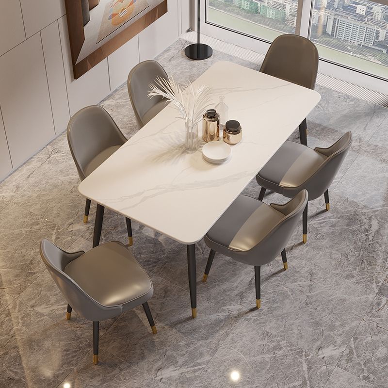Modern Stone Rectangle Dining Table 1/2/5/7 Pieces Dining Set for Living Room