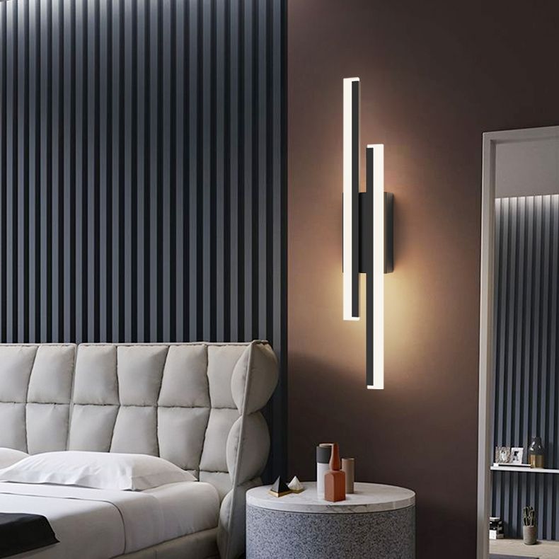 2-Lights Linear Wall Sconce Nordic Minimalist Style Aluminum Sconce Wall Light