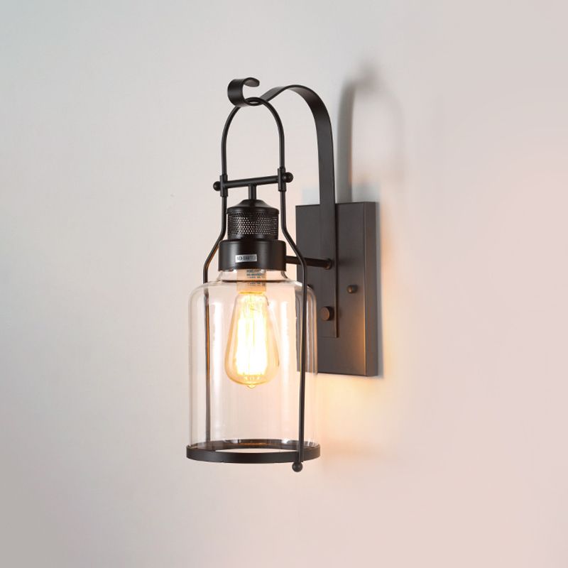 1 Light Metal Wall Light Sconce Industrial Cylindrical Hall And Foyer Wall Mounted Light Fixture