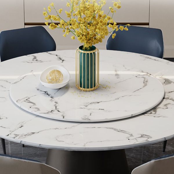 Round Pedestal Dining Site Table Contemporary Dinner Table with Turntable