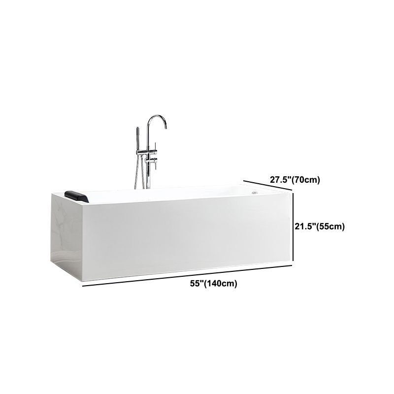 Modern Freestanding Rectangular Bath Tub Acrylic Home Bathtub in White