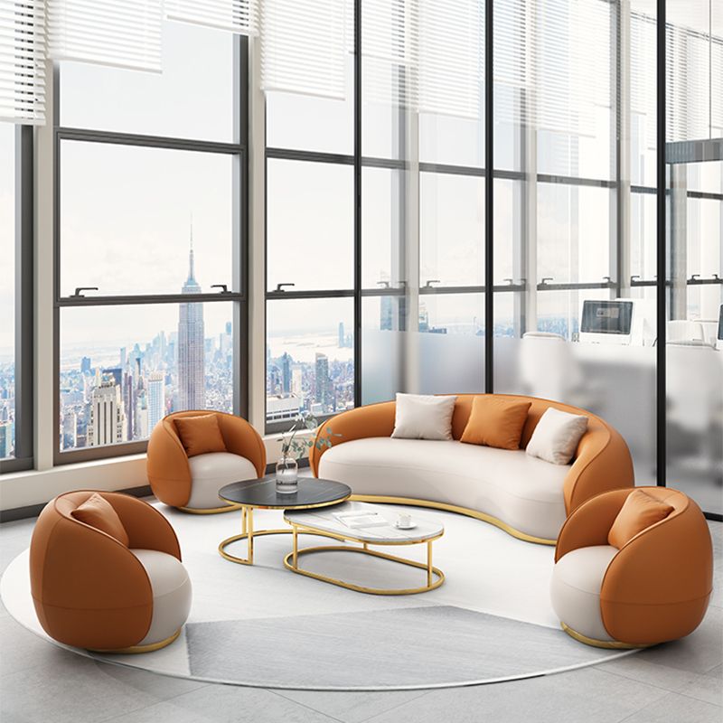 Contemporary Solid Color Sloped Arm Curved Sofa for Living Room