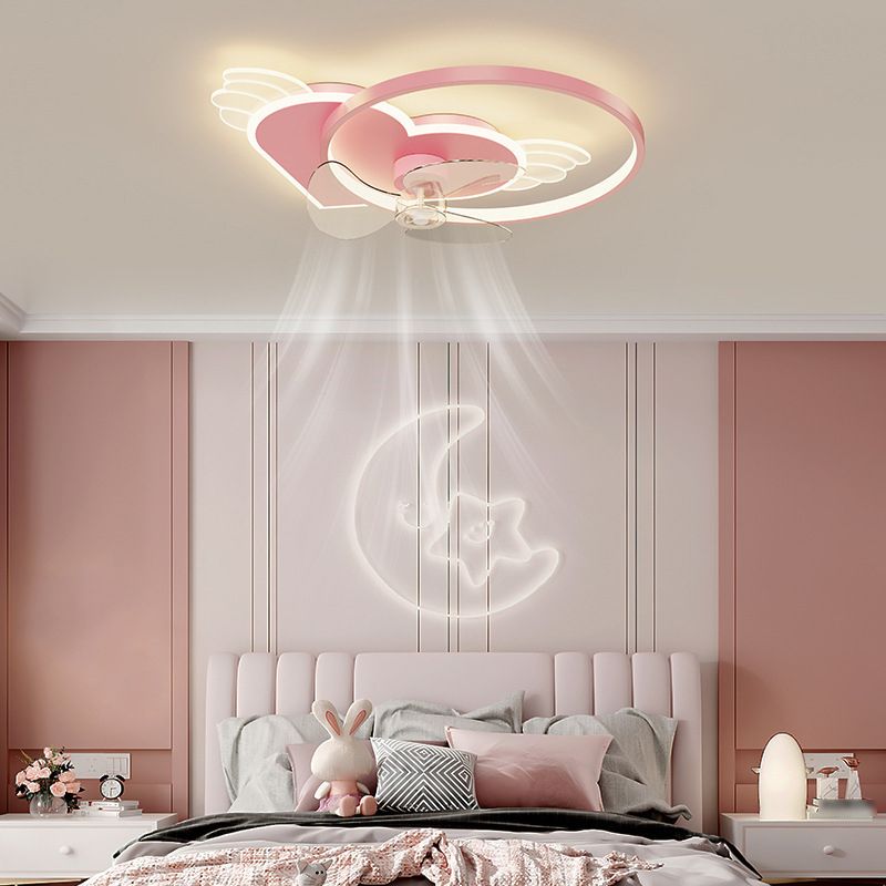3-Blade Fan with Light Children Pink Ceiling Fan for Hallway Foyer