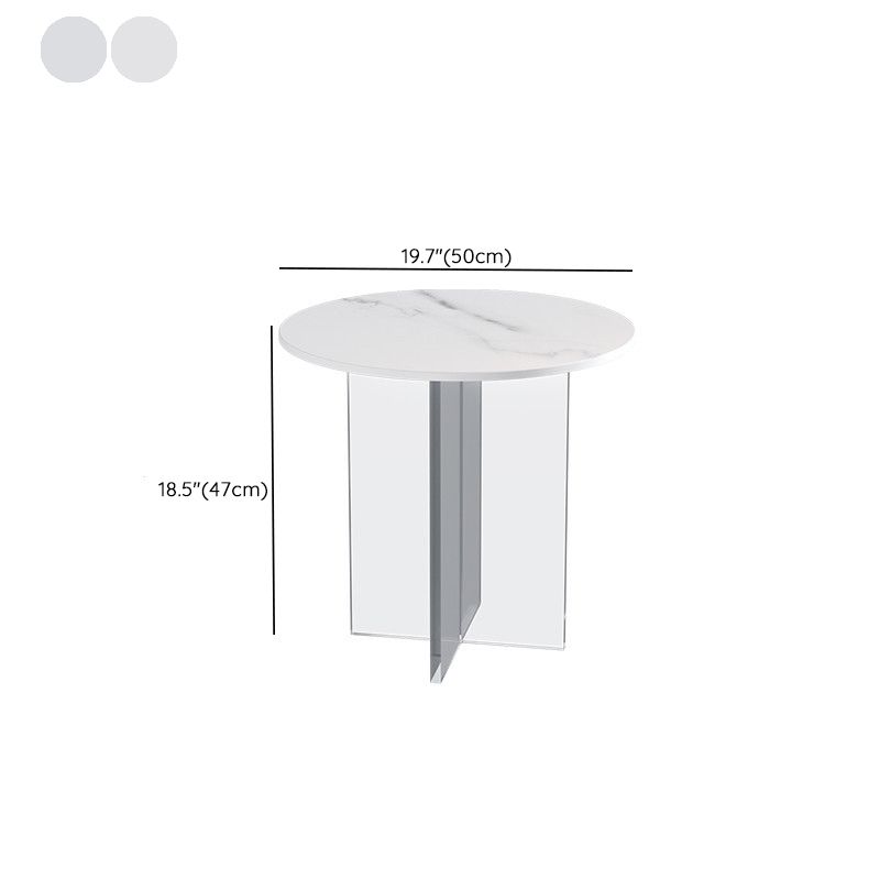 Slate and Acrylic Cocktail Table Modern White Round Coffee Table