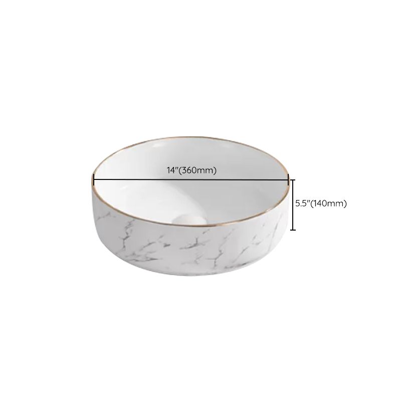 Contemporary Bathroom Sink with Pop-Up Drain Porcelain Oval-Shape Vessel Bathroom Sink