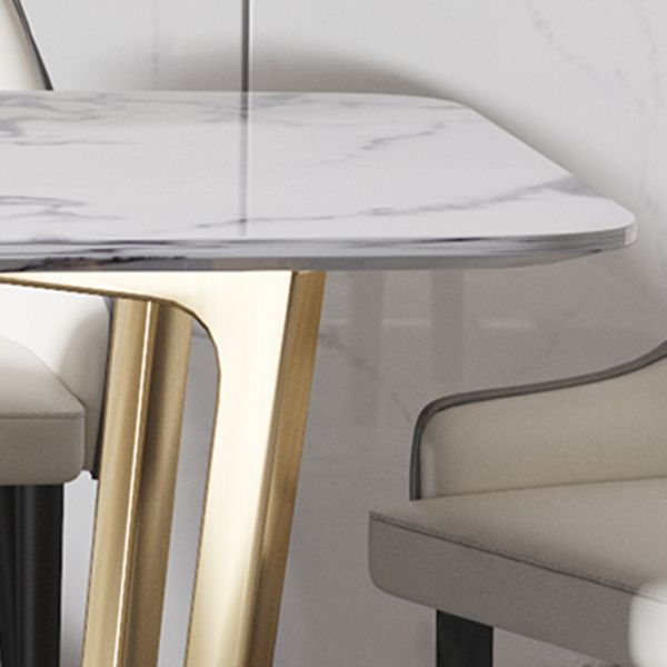 Luxury Marble Top Dining Table Rectangle Indoor Table with Trestle Base