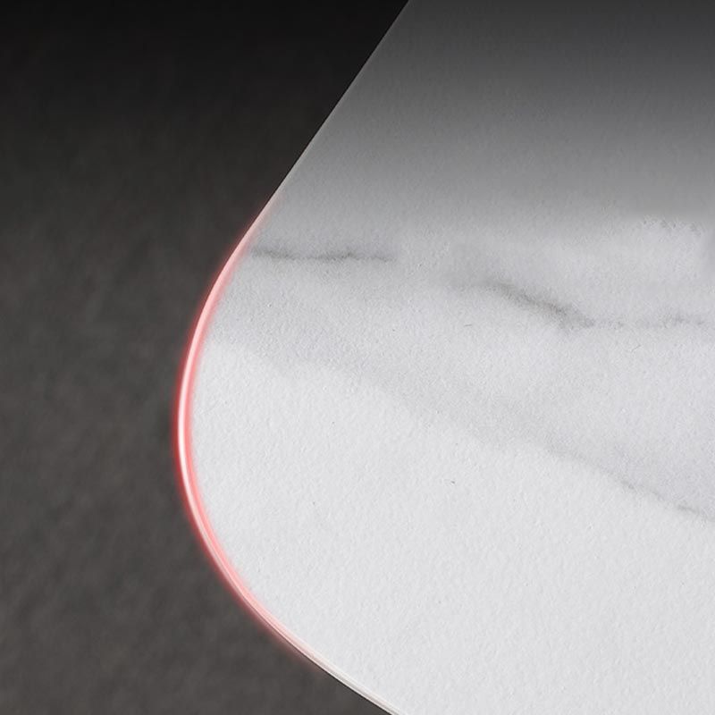 Rectangle Modern Dining Table White Sintered Stone Top Gold Metal Base Table