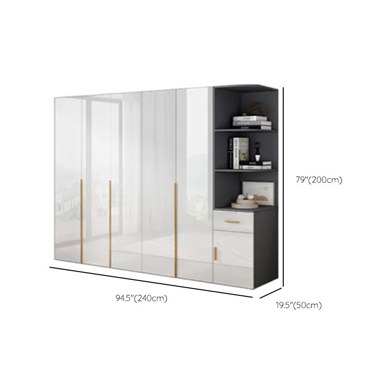 Engineered Wood Armoire Modern White Wardrobe Closet with Garment Rod