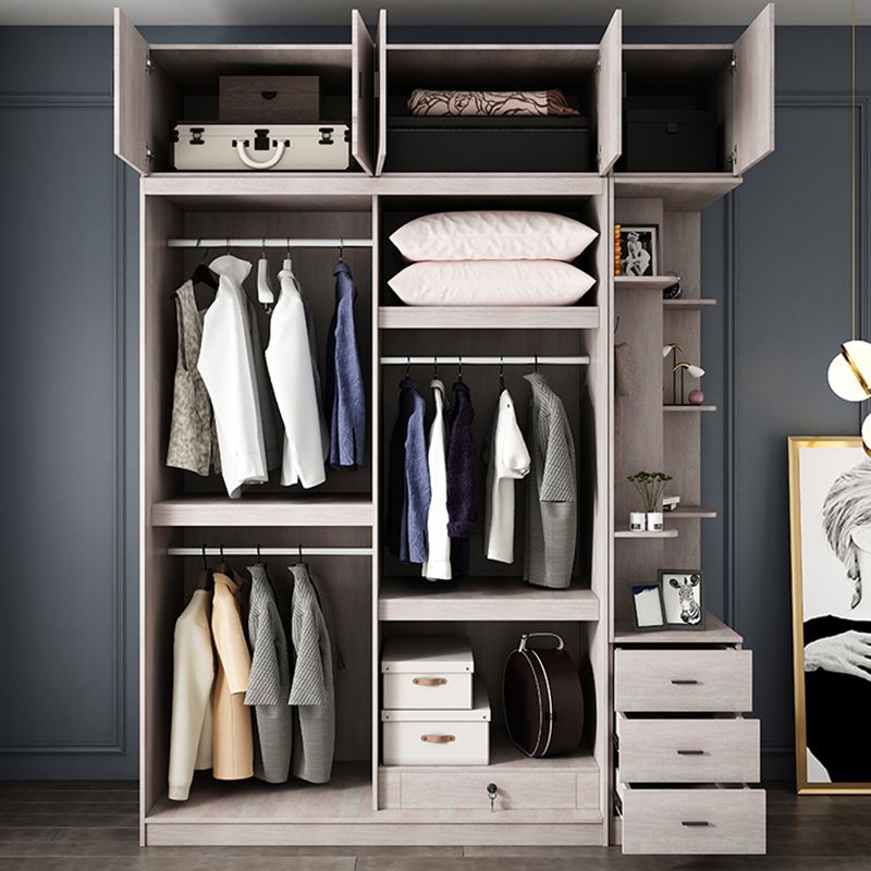 Grey Sliding Wardrobe Cabinet Contemporary Wardrobe Armoire for Bedroom
