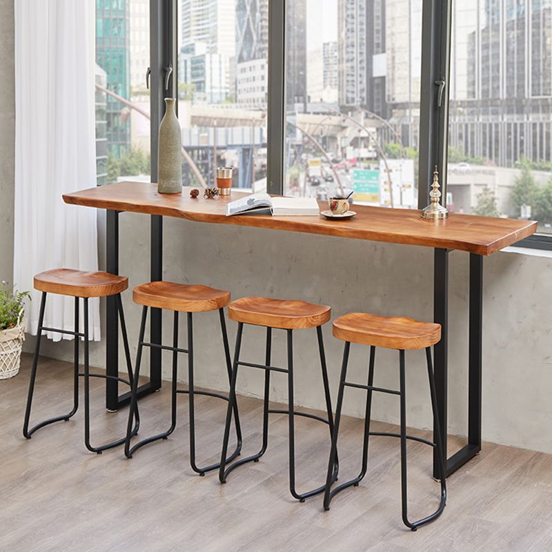 Rectangle Contemporary Solid Wood Bar Height Pub Table for Living Room