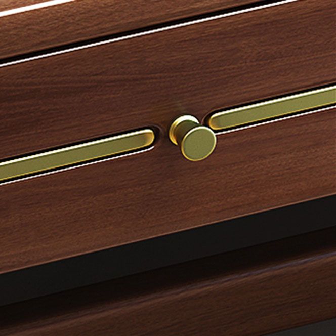 2 Drawers Writing Desk Rectangular Shaped Task Desk in Brown/Brown/Black for Home