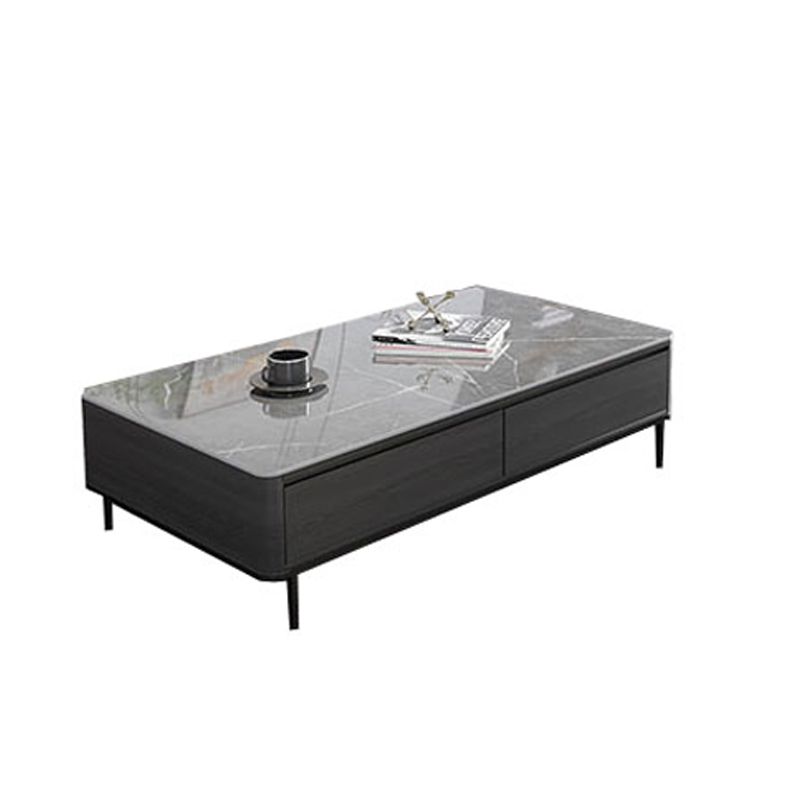 16"H Contemporary Coffee Table Slate 4 Legs Single Coffee Cocktail Table