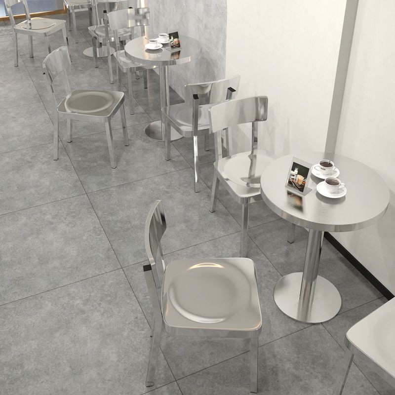 Industrial Stainless Steel Dining Table Metal Base Table for Dinning Room