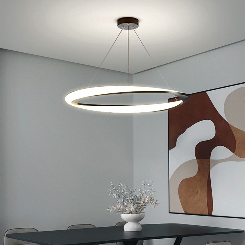 Circle Shape Metal Pendant Light Fixture Modern Single Light Hanging Light Fixture